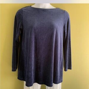 Cottagecore Romantic Velvet Pure Jill Long Sleeve  Top - Navy size M